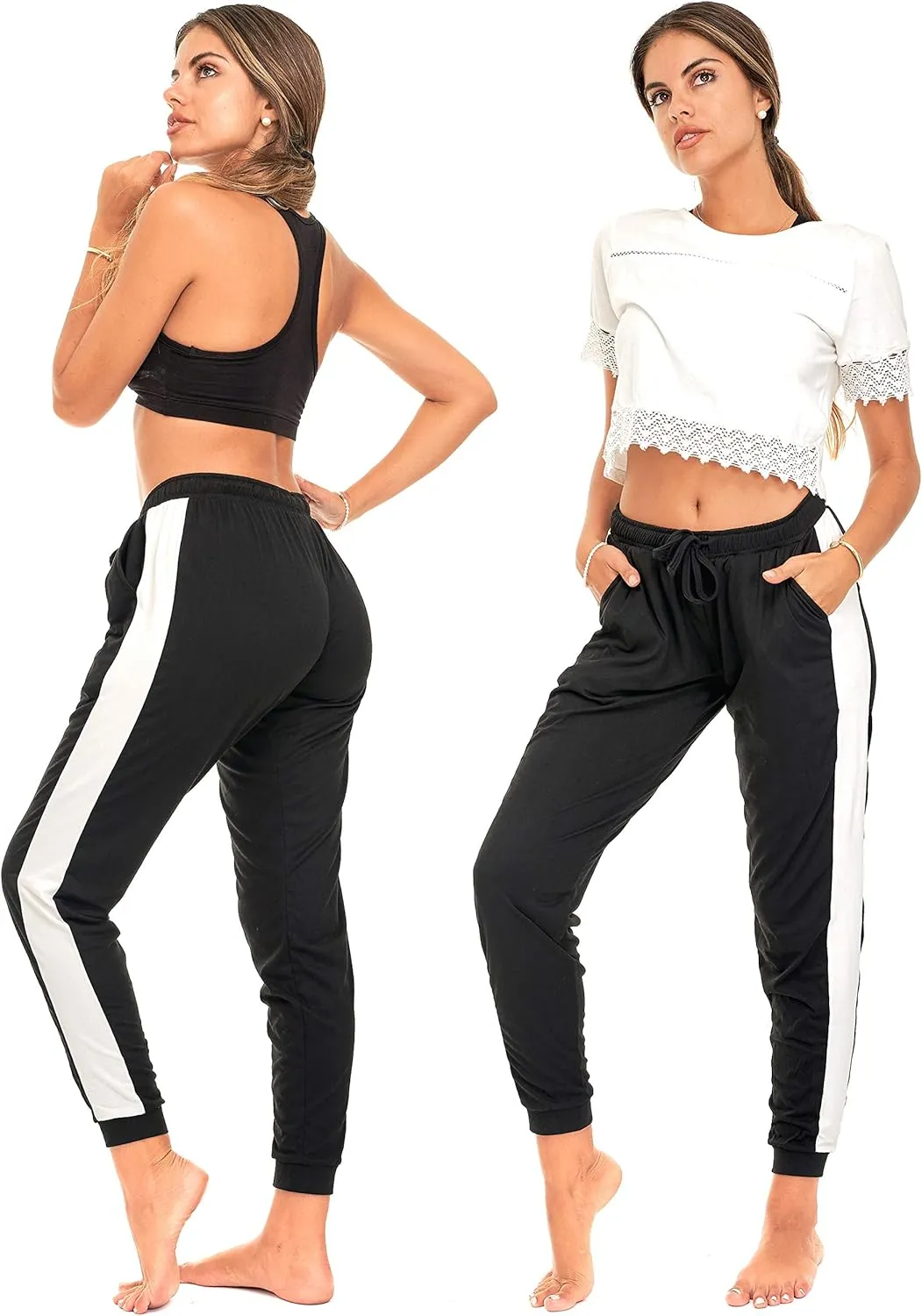 DEAR SPARKLE Jogger with Pockets for Women Drawstring Lightweight Sweats Yoga Lounge Pants   Plus Size (P7)