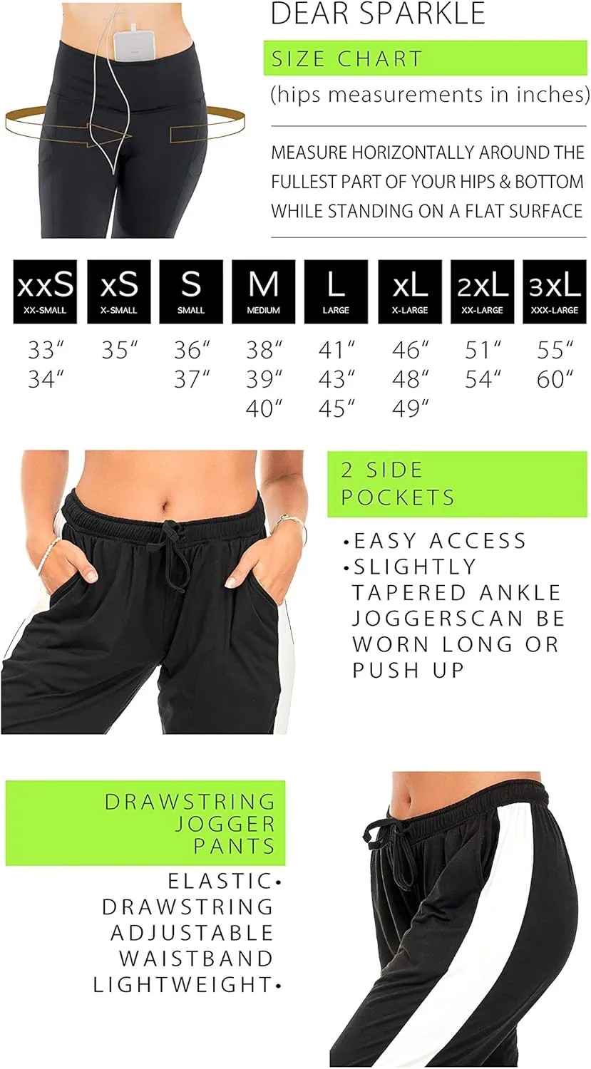 DEAR SPARKLE Jogger with Pockets for Women Drawstring Lightweight Sweats Yoga Lounge Pants   Plus Size (P7)