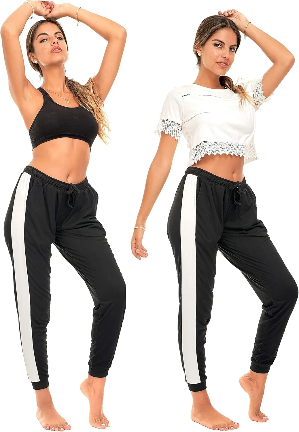 DEAR SPARKLE Jogger with Pockets for Women Drawstring Lightweight Sweats Yoga Lounge Pants   Plus Size (P7)