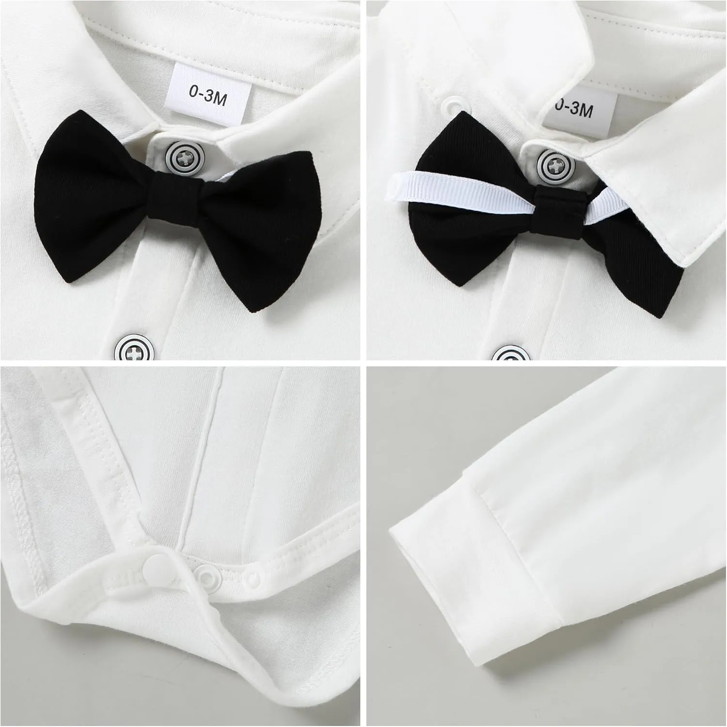 DISAUR Baby Boy Clothes Toddler Boy Outfits 4PCS Gentleman Dress Romper/Vest/Pants/Bow Tie Cotton Suit Sets