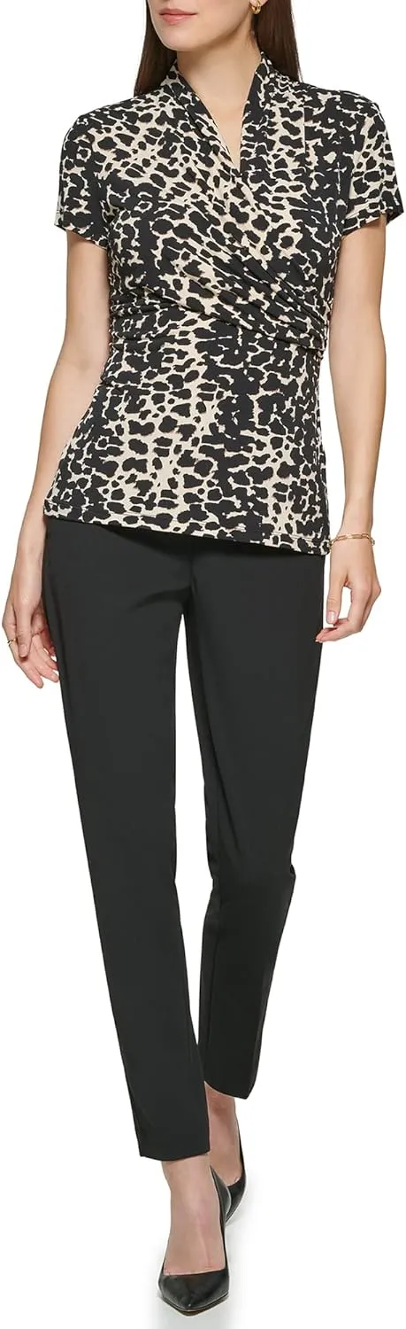 DKNY Women's Short Sleeve Suit Blouse