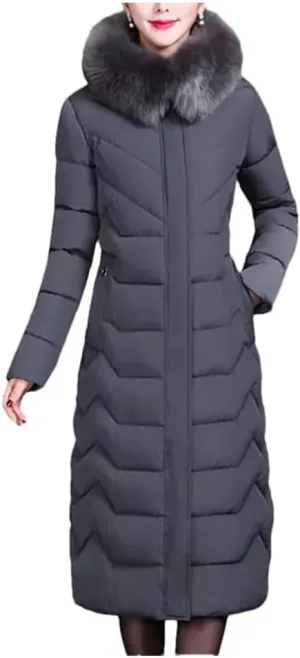 Down Cotton Padded Coat For Women Long Hooded Collar Parkas Middle-Aged Elderly Mother Winter Jacket
