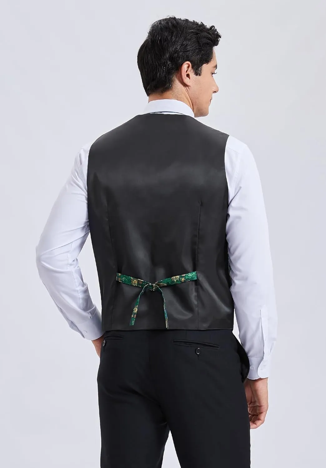 Enlision Mens Vest Tie Set Paisley Vest and Necktie Pocket Square 3pc Formal Dress Waistcoat for Suit or Tuxedo