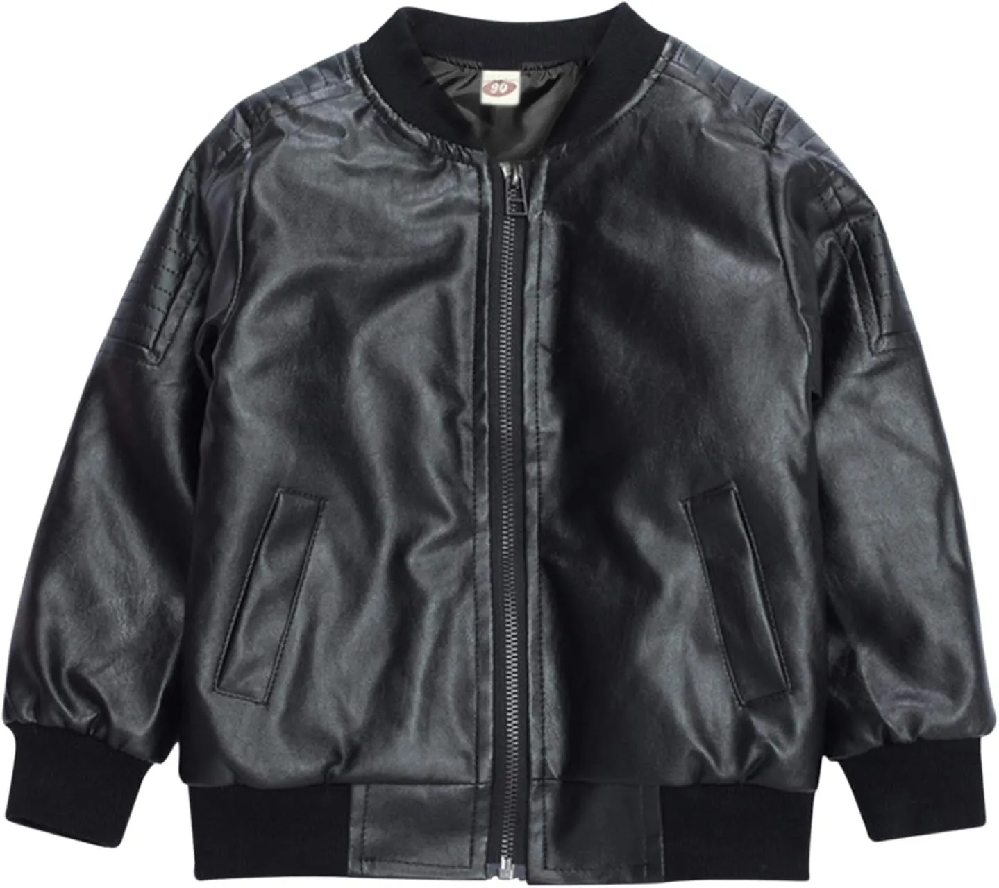 Evelin LEE Kids Boys Long Sleeve Zip Up PU Leather Jacket Coat Loose Casual Moto Outwear