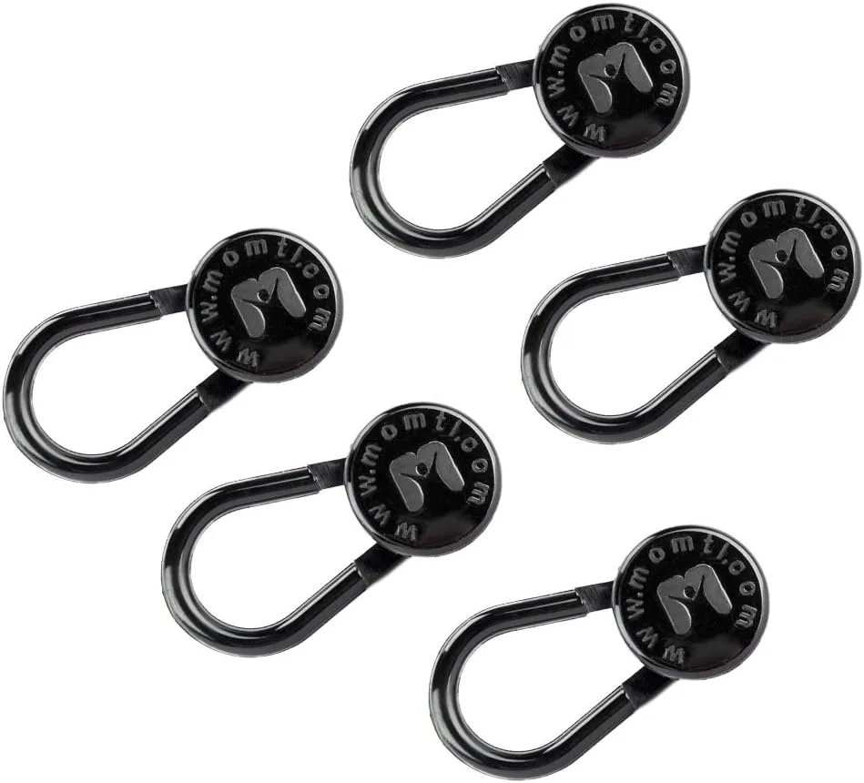 Flex Button Pant Extender 5-Pack - Adds 1-2 Inches, Super Sturdy with a Little Stretch (Black)