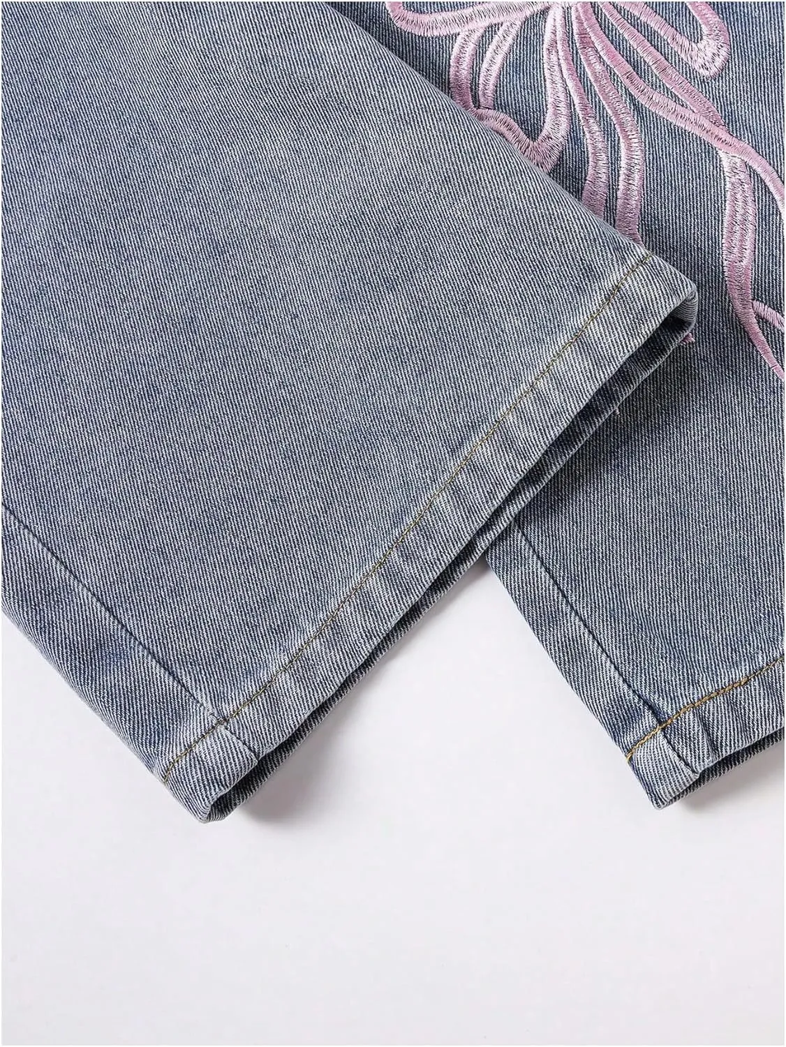Floerns Girl's Y2k Bowknot Print Elastic Waist Jeans Wide Leg Cute Denim Pants
