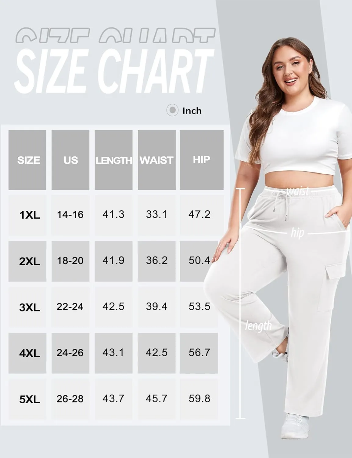 FOREYOND Plus Size Women's Cargo Sweatpants Casual Straight Leg Lounge Pants Drawstring High Waist Joggers with Pockets