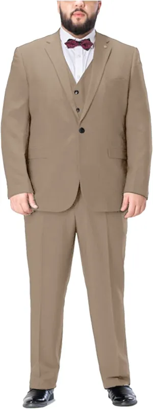 Formal Men's 3 Piece Business Suit Big and Tall Notch Lapel 2 Button Blazer Jacket Vest Pants