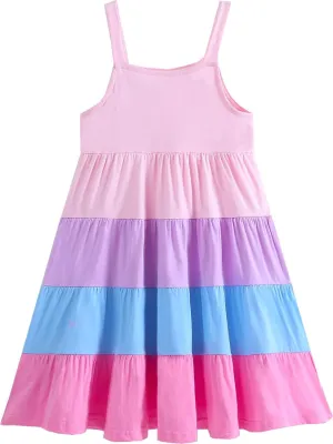 Frogwill Toddler Girls Fifties Summer Dress Blue Rainbow 2-7Y