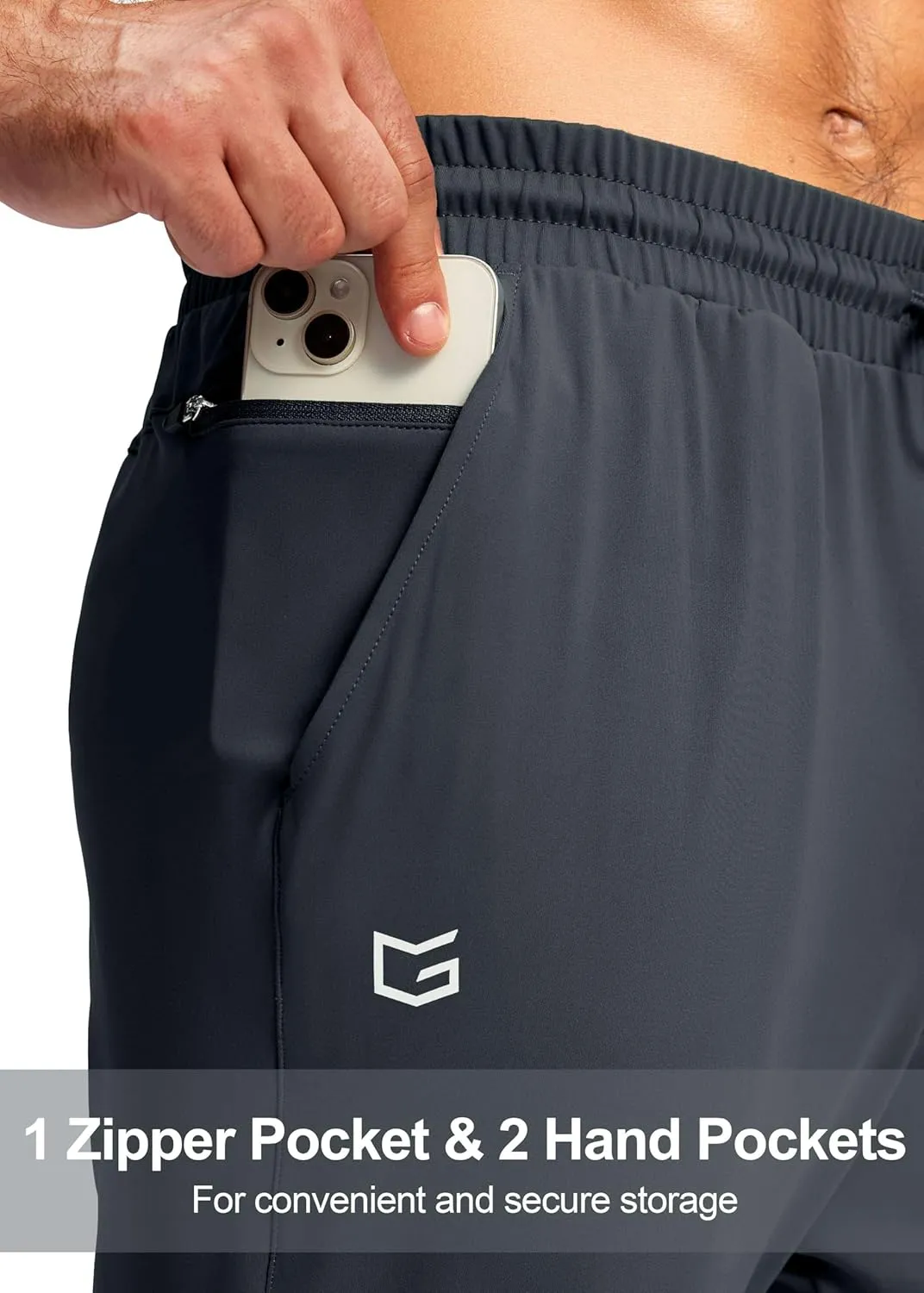 G Gradual Men's Sweatpants with Zipper Pocket Workout Athletic Track Pants Stretch Tapered Joggers for Gym Running Jogging