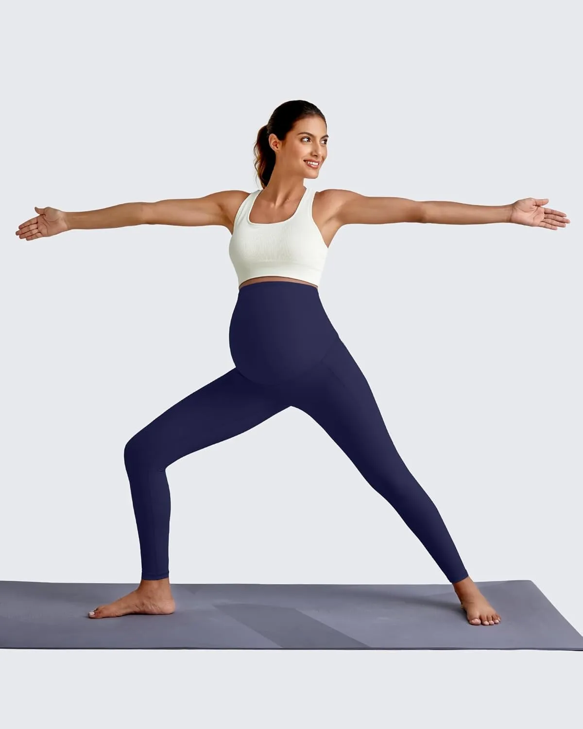 G4Free BareFeel Maternity Leggings with Pockets Over The Belly Stretchy Workout Yoga Pregnancy Pants Lounge