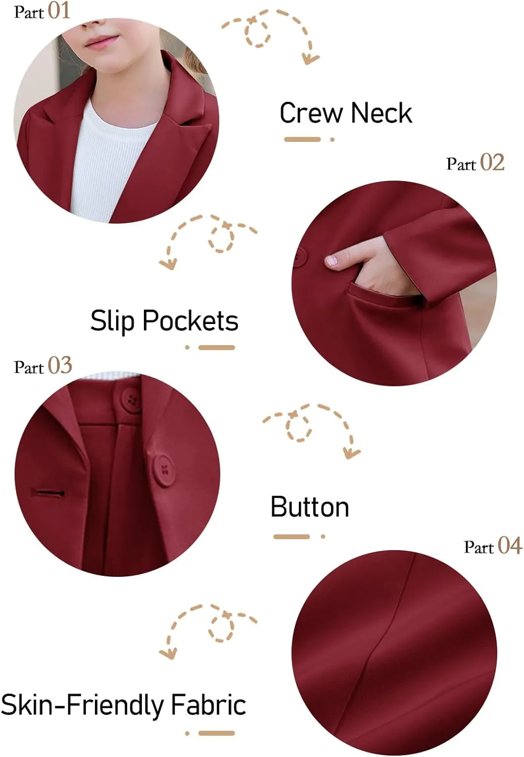 Girls 2 Piece Outfits Button Front Long Sleeve Blazer and Short Pants Suit Sets 4-14 Years