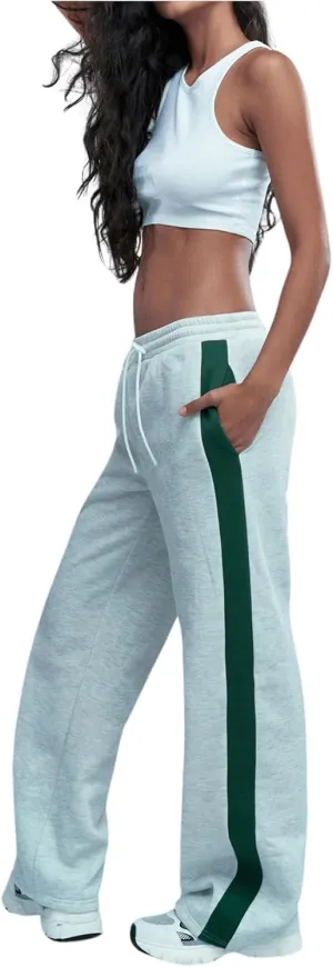 GORGLITTER Women's Low Rise Wide Leg Baggy Sweatpants Elastic Waist Straight Leg Loose Trousers Pants