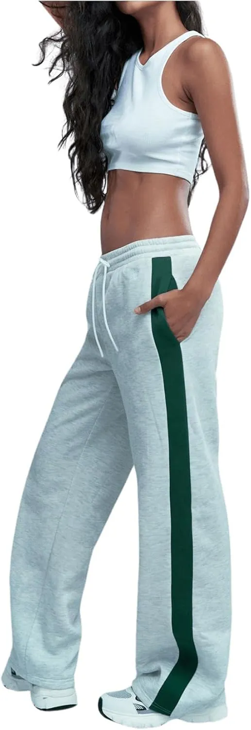 GORGLITTER Women's Low Rise Wide Leg Baggy Sweatpants Elastic Waist Straight Leg Loose Trousers Pants
