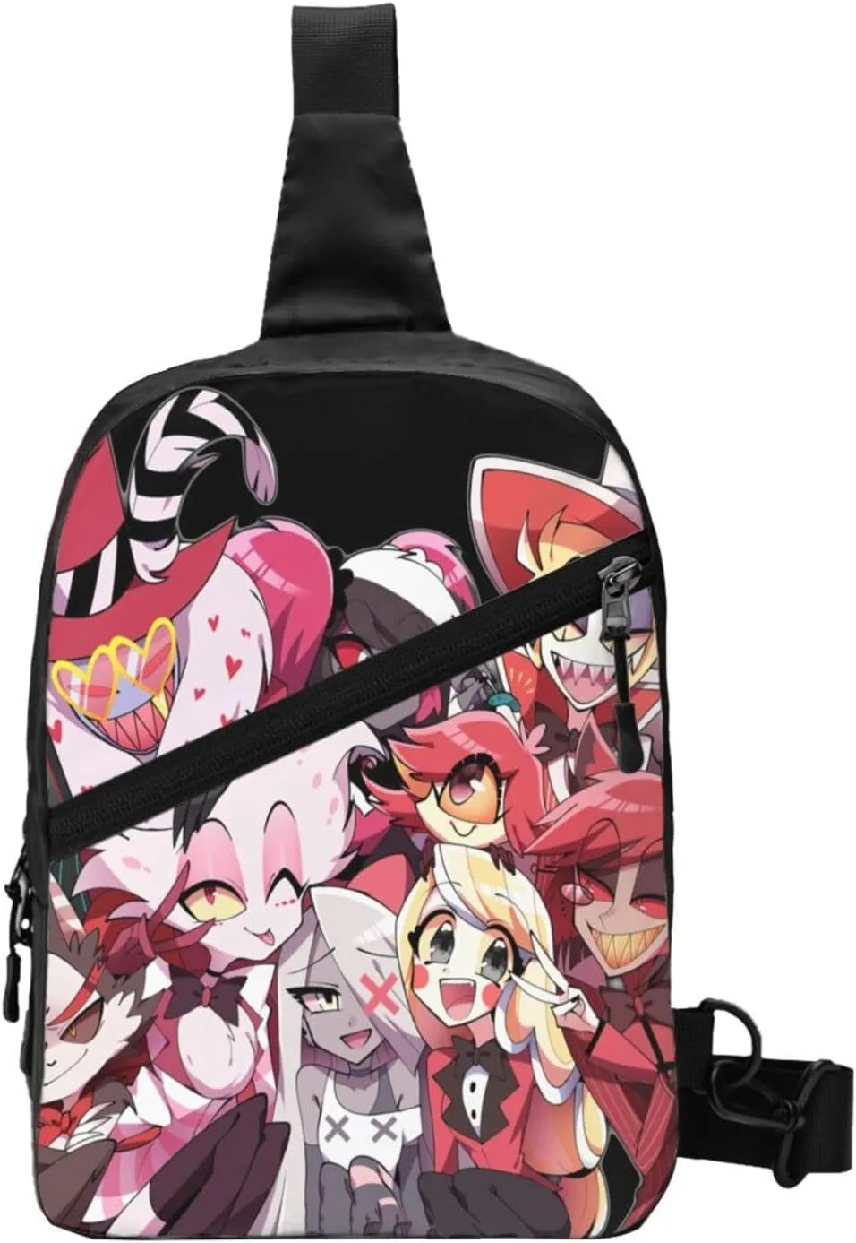 Hazbin Comedy Hotel Crossbody Bag Chest Handbag Sling Bag Adjustable Shoulder Bag Funny Outdoor Rucksack Foldable Multipurpose Daypack for Shopping