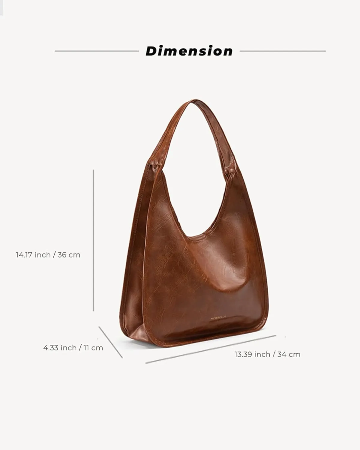 Hobo Purse, PU Leather Shoulder Bag, Tote Handbag for Work and Travel