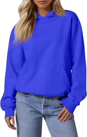Hoodies for Women Fleece Lined Long Sleeve Hoodies Pullover Loose Fit Casual Hooded Sweatshirt with Pockets Fall Clothes