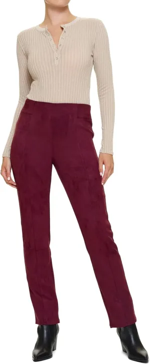 HUE Women's High Rise Suede Straight Legging