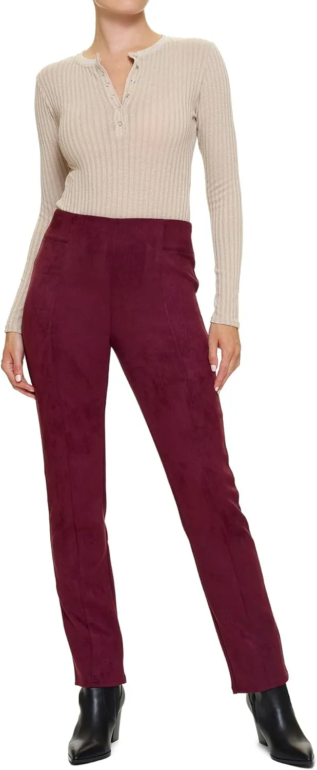 HUE Women's High Rise Suede Straight Legging