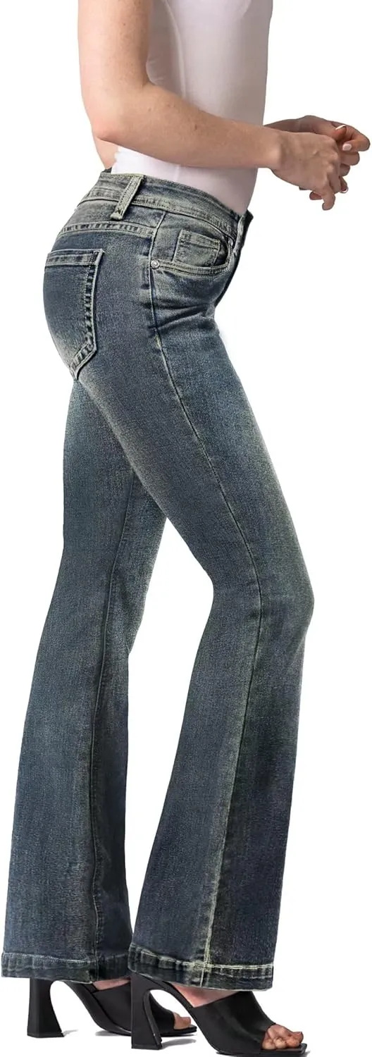 Hybrid & Company Women's Slim Boot Cut Stretch Pants