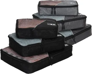 Hynes Eagle 3 Pieces Packing Cubes Set Travel Luggage Organizer Bag Black with Grey