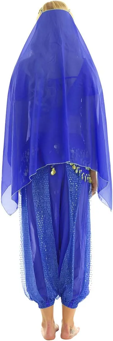 India Belly Dance Costume for Womens Sequin Top Harem Pants Hip Scarf Bollywood Fancy Dress Outfits