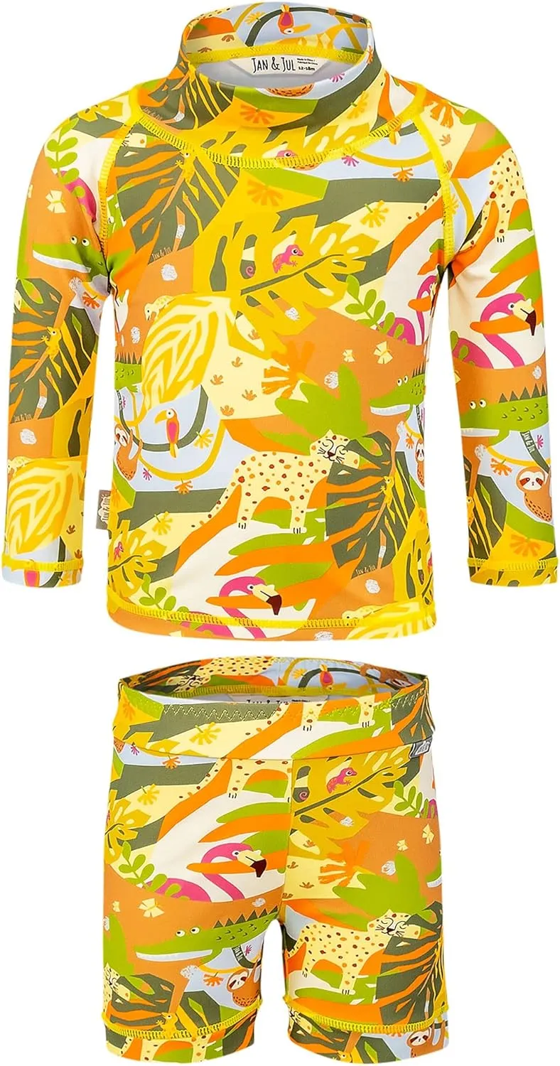 JAN & JUL Long Sleeve 2-pc UV Swim-Suit Set with Shorts (Baby, Toddler, Kids)