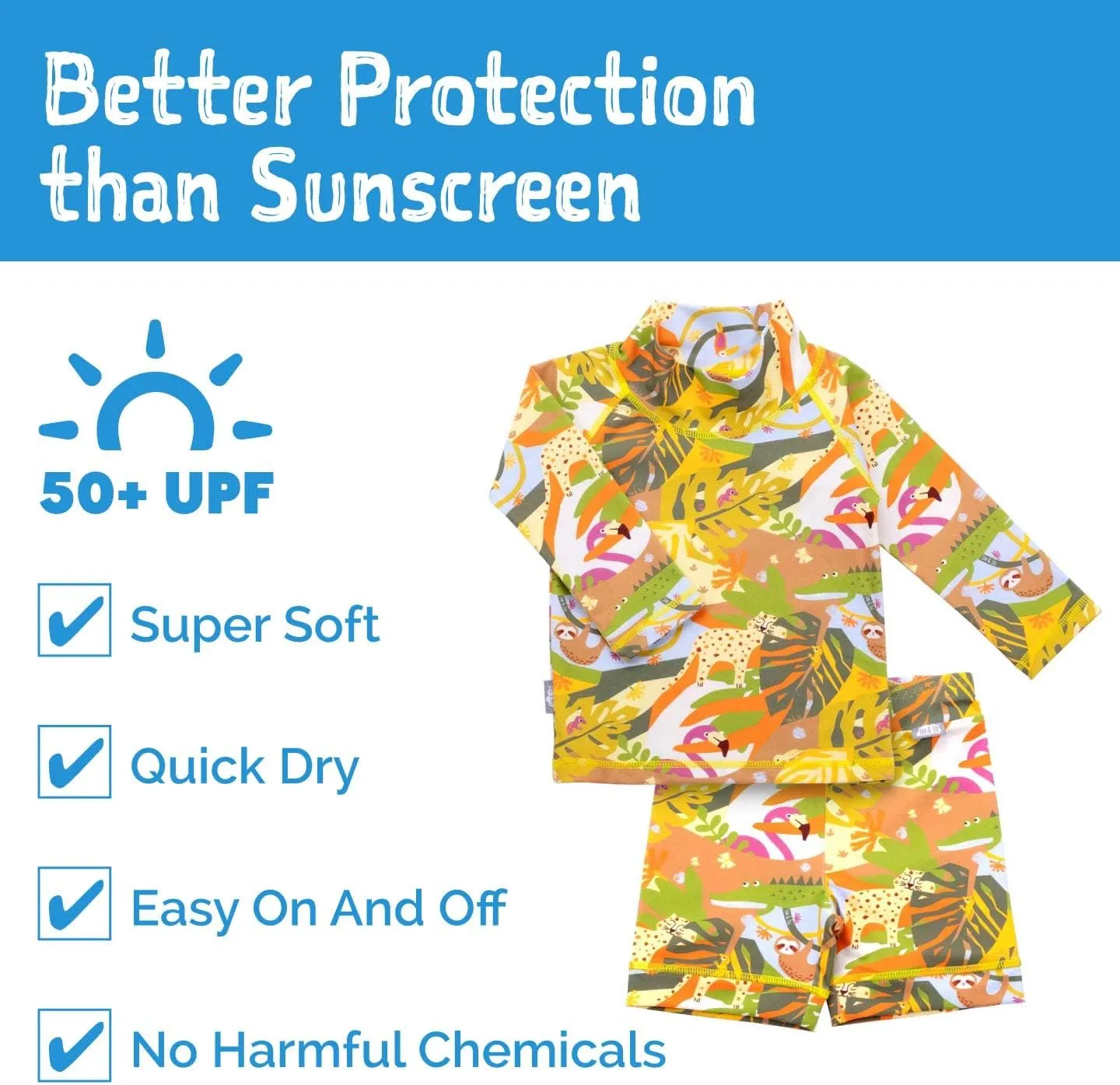 JAN & JUL Long Sleeve 2-pc UV Swim-Suit Set with Shorts (Baby, Toddler, Kids)