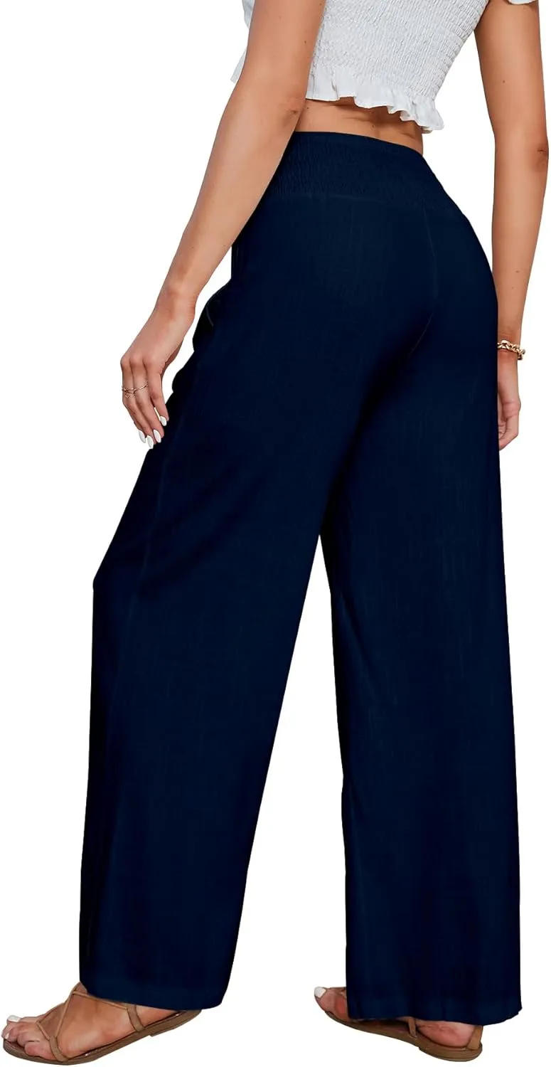 JASPAL Women Casual High Waisted Palazzo Pants Wide Leg Long Lounge Trendy Trousers with Pocket