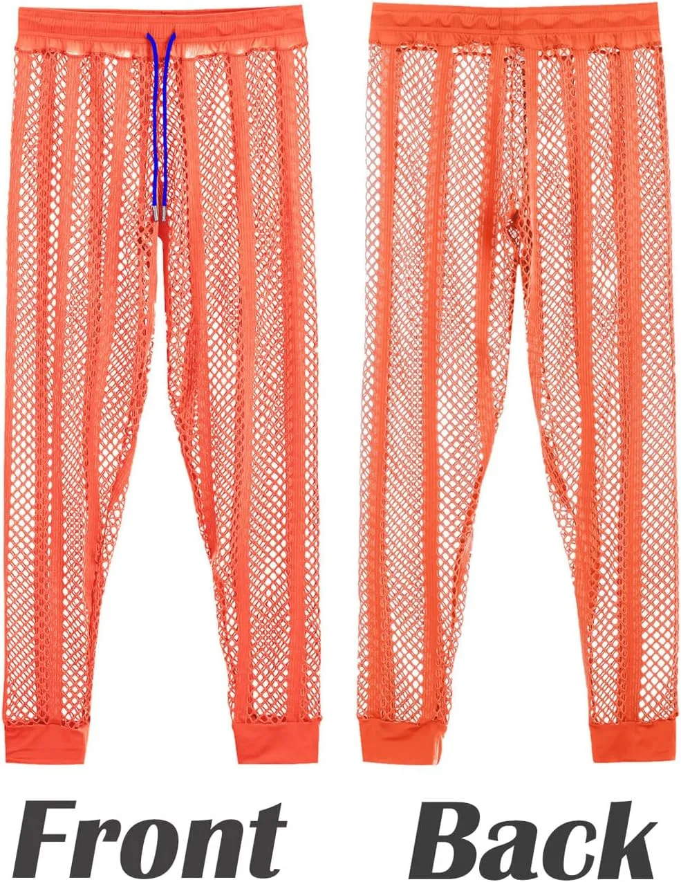 JINSHI Men's Fishnet Lounge Long Pant Sexy See Through Mesh Drawstring Loose Pajama Bottom Legging Muscle Underpants Swimwear
