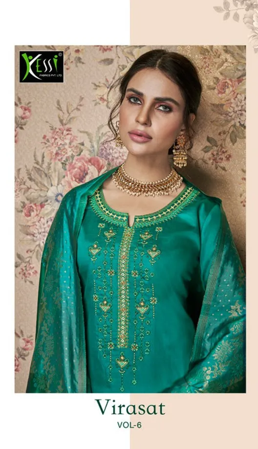 Kessi Fabrics Virasat Vol 6 Jam Silk Khatli Work Georgeous Stylish Salwar Suits
