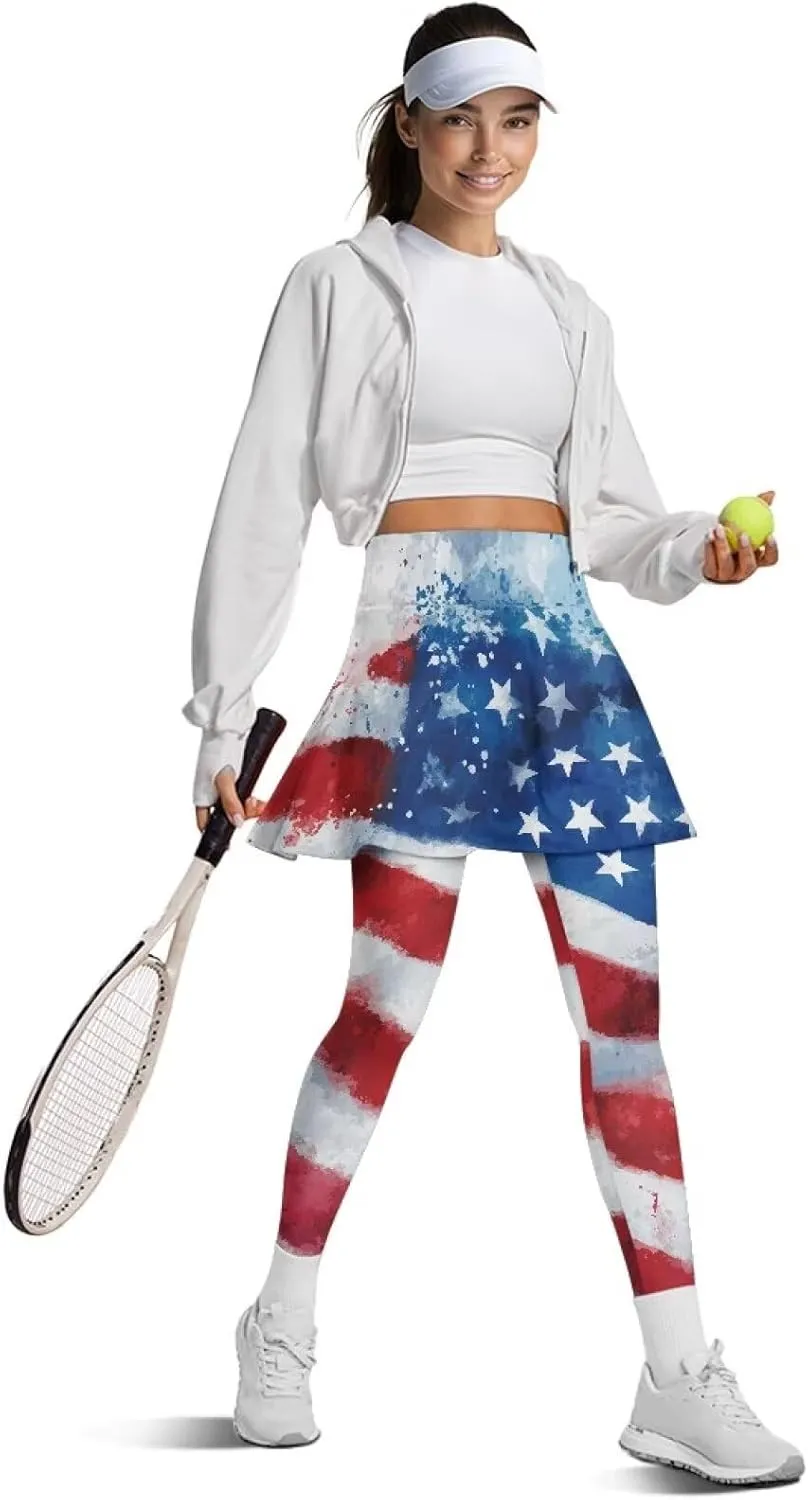 Ladybug Tennis Skirted Leggings with Pocket,Women Turtle Elastic Yoga Legging with Skirt,Forest Comfy Yoga Leggings