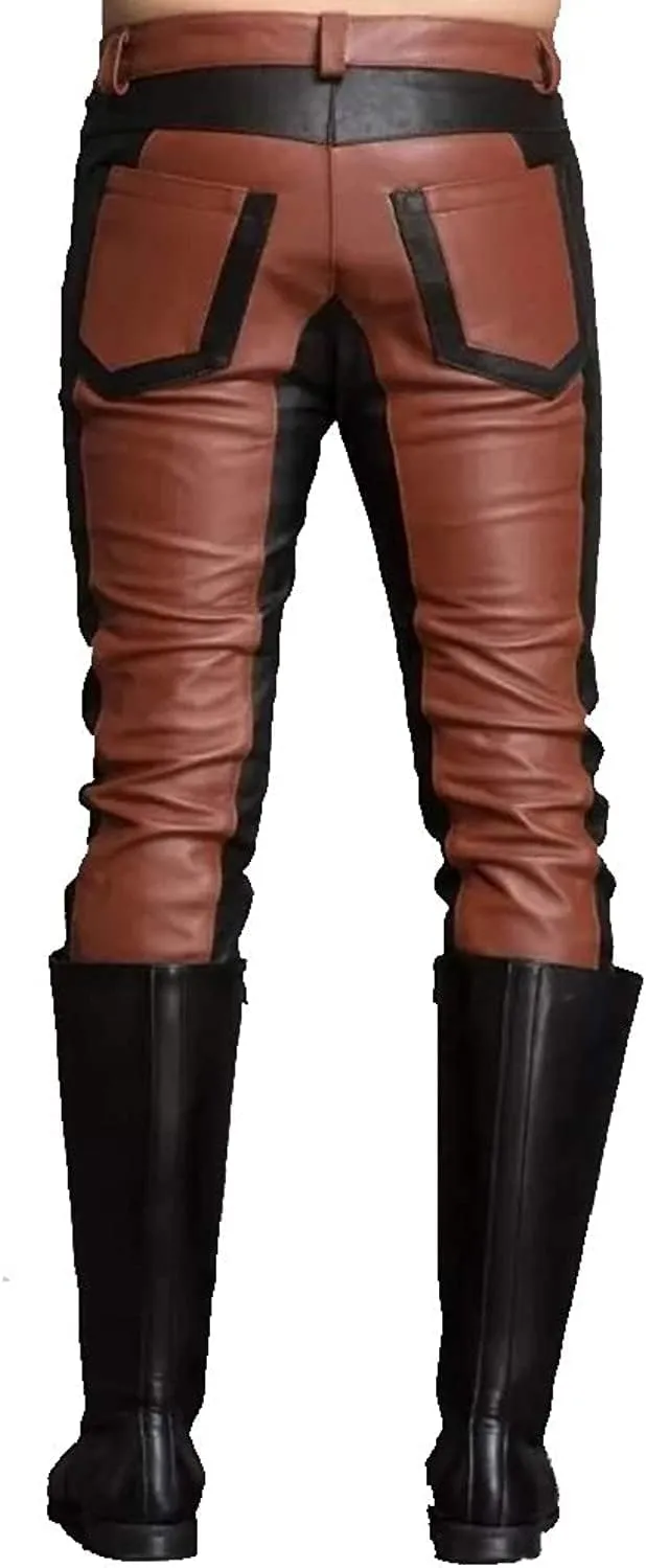 Leather Pants for Men Cowboy Western Traditional Native Casual Fashion Gay Pant