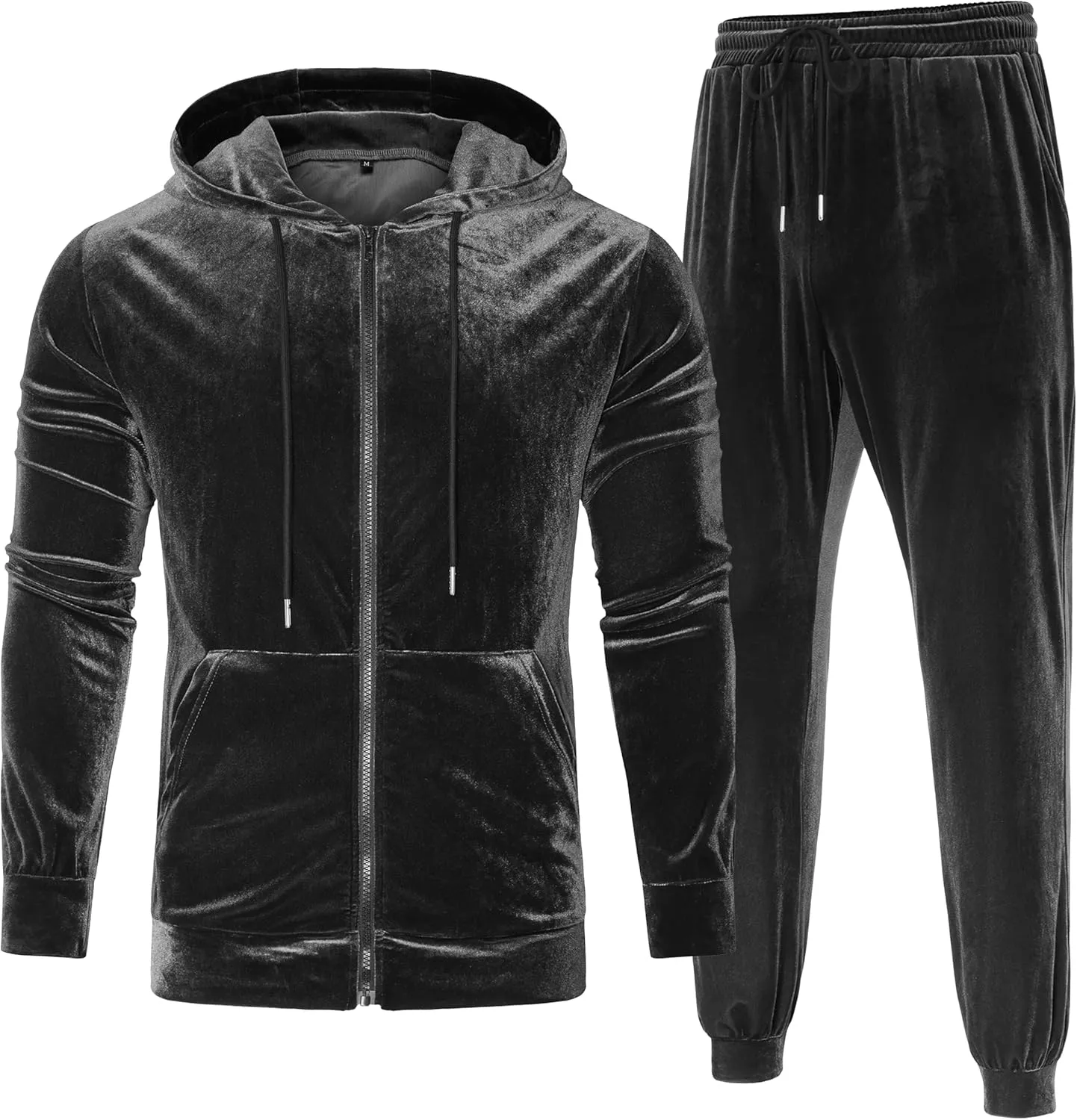 LecGee Mens Tracksuit Long Sleeve Full Zip Velour Hoodie Jacket Jogger Sweatpants Casual Velvet Sweatsuits Set M-3XL
