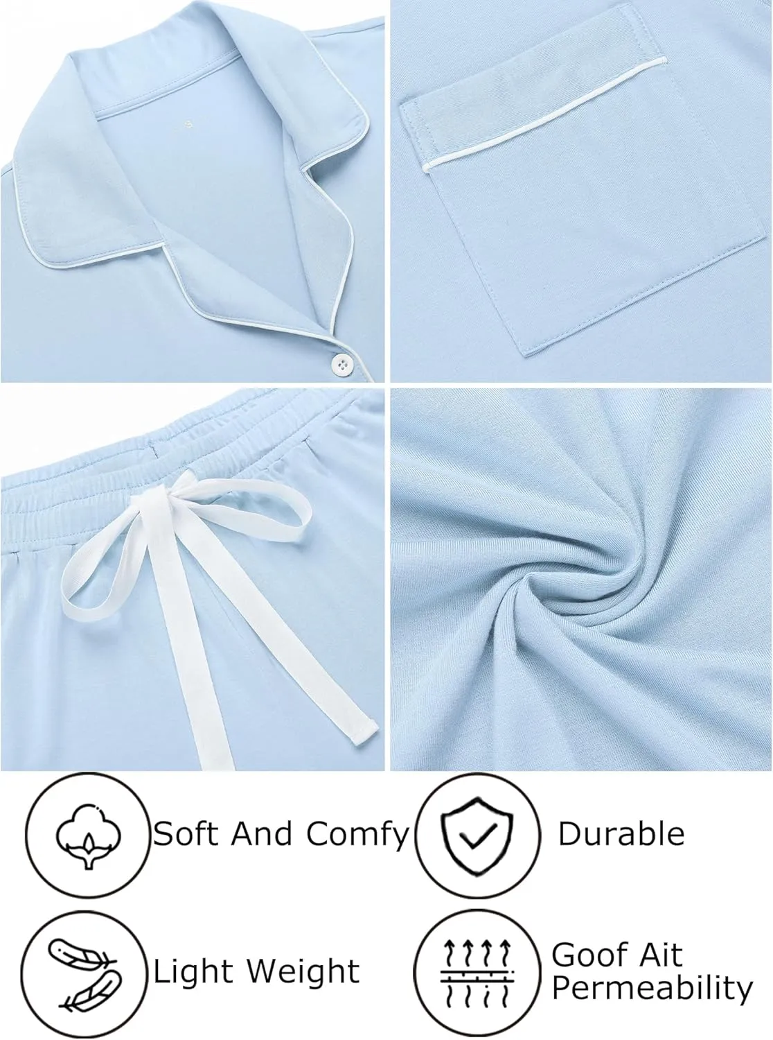 Leikar Womens Button Down Pajama Sets Bride Pajamas Sets Sleepwear Shorts Lounge Set