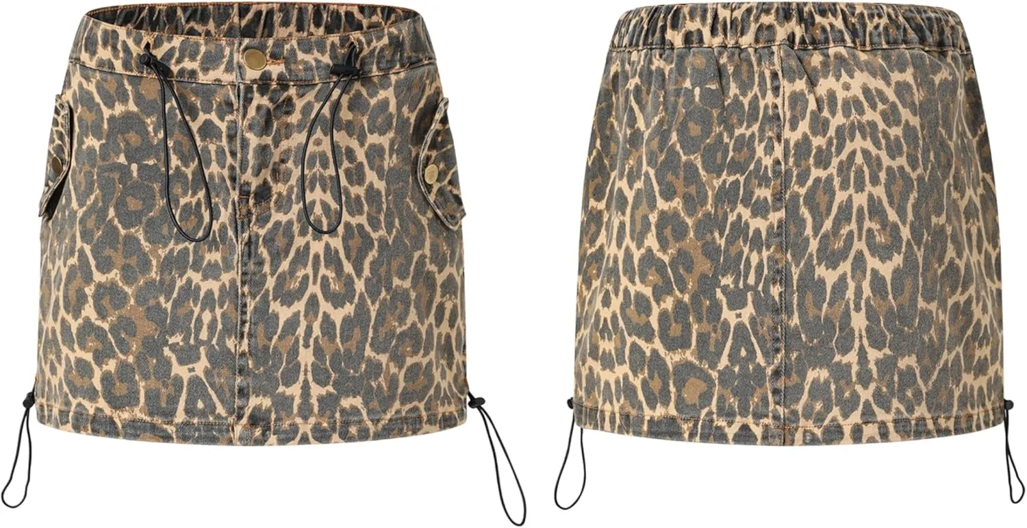 Leopard Skirt Y2K Skirt Denim Skirt High Waisted Skirt Cargo Skirt Mini Skirt A Line Skirt Vintage Skirt Sexy Skirt