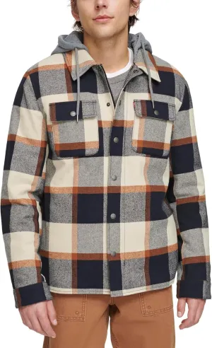 Levi's Men's Plaid Sherpa Lined Hooded Shirt Jacket (Regular & Big & Tall Sizes)