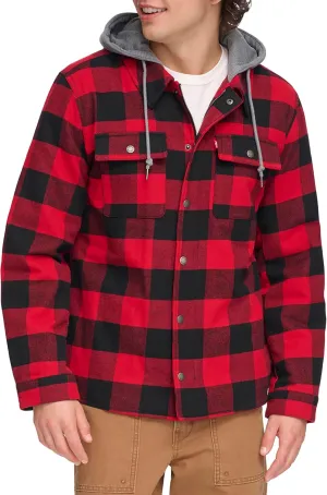 Levi's Men's Plaid Sherpa Lined Hooded Shirt Jacket (Regular & Big & Tall Sizes)