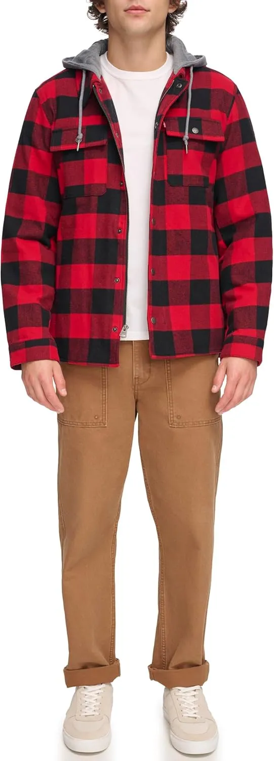 Levi's Men's Plaid Sherpa Lined Hooded Shirt Jacket (Regular & Big & Tall Sizes)