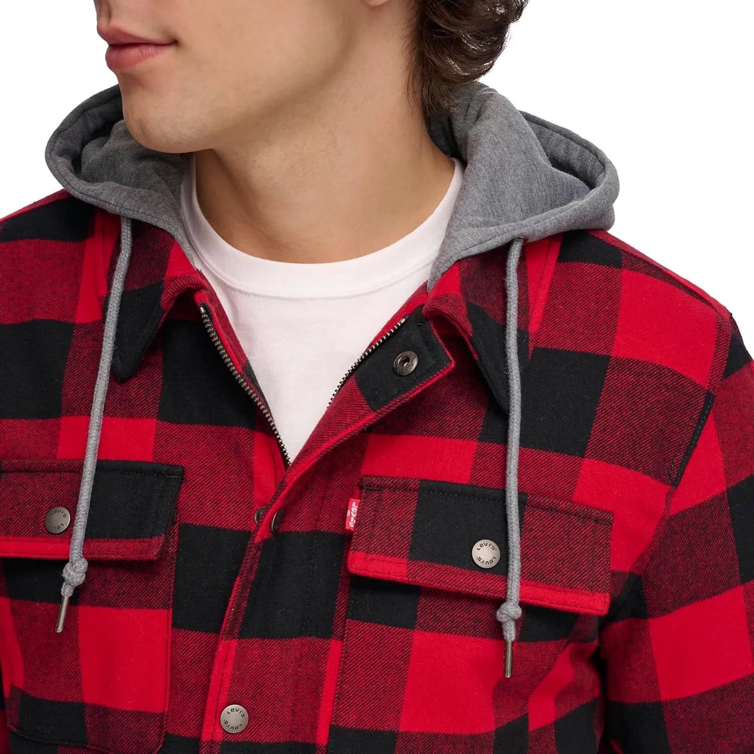 Levi's Men's Plaid Sherpa Lined Hooded Shirt Jacket (Regular & Big & Tall Sizes)