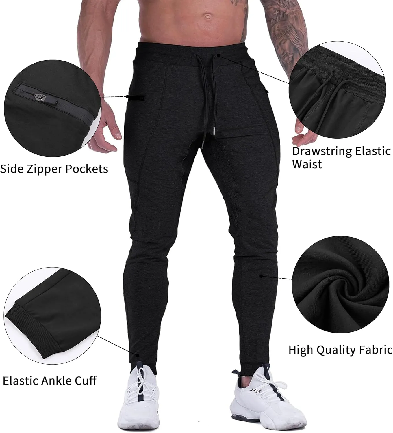 MAIKANONG Mens Slim Joggers Tapered Sweatpants Gym Workout Pants for Running Athletic Casual
