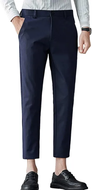 Maiyifu-GJ Men's Slim Fit Cropped Chino Pants Casual Business Stretch Skinny Pant Flat Front Ankle Dress Pants Suit Pants