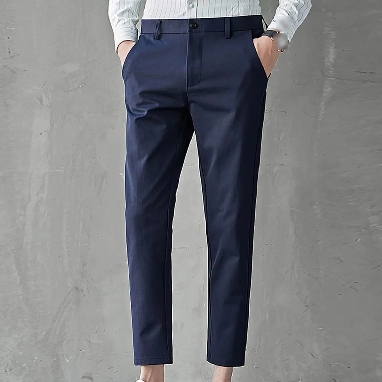 Maiyifu-GJ Men's Slim Fit Cropped Chino Pants Casual Business Stretch Skinny Pant Flat Front Ankle Dress Pants Suit Pants