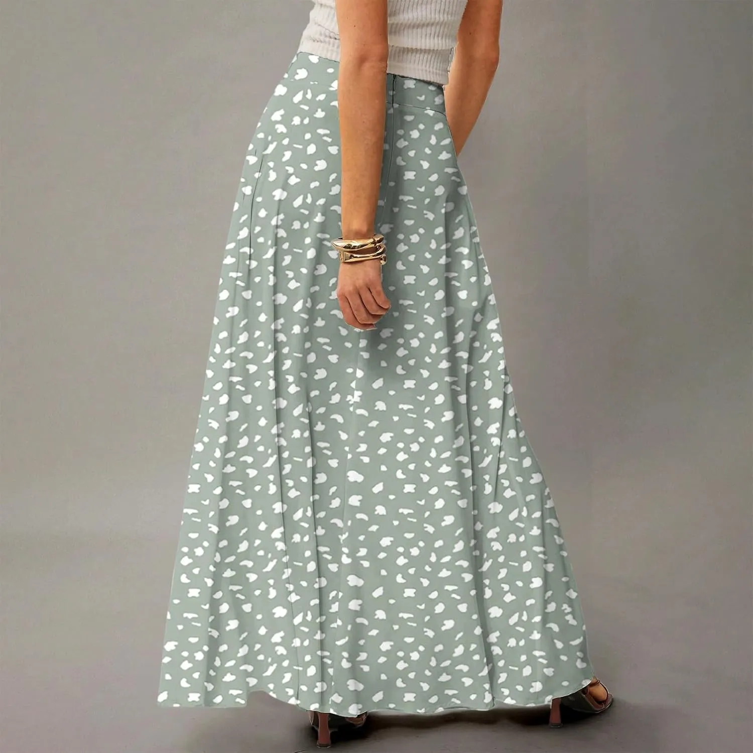 Maxi Skirts for Women 2025 Boho Elastic High Waisted Long Skirt with Pockets Summer Beach Flowy Floral Skirt