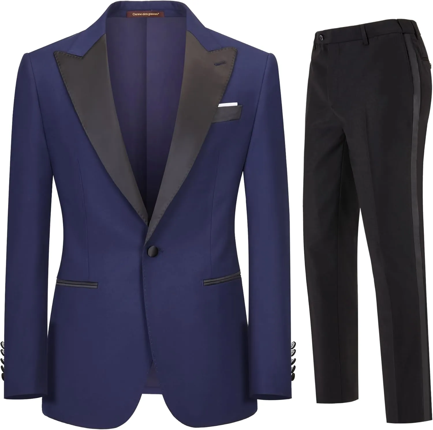 Men's 2 Piece Suit Set,One Button Slim Fit Formal Wedding Prom Tuxedo Suits,Solid Blazer & Pants
