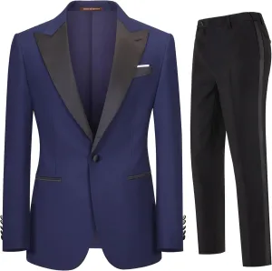 Men's 2 Piece Suit Set,One Button Slim Fit Formal Wedding Prom Tuxedo Suits,Solid Blazer & Pants