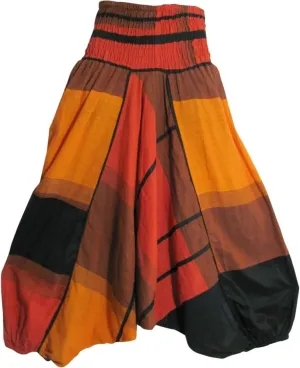 Men's Aladdin Alibaba Plaid Gypsy Hippie Smocked Elastic Waist Yoga Harem Pants