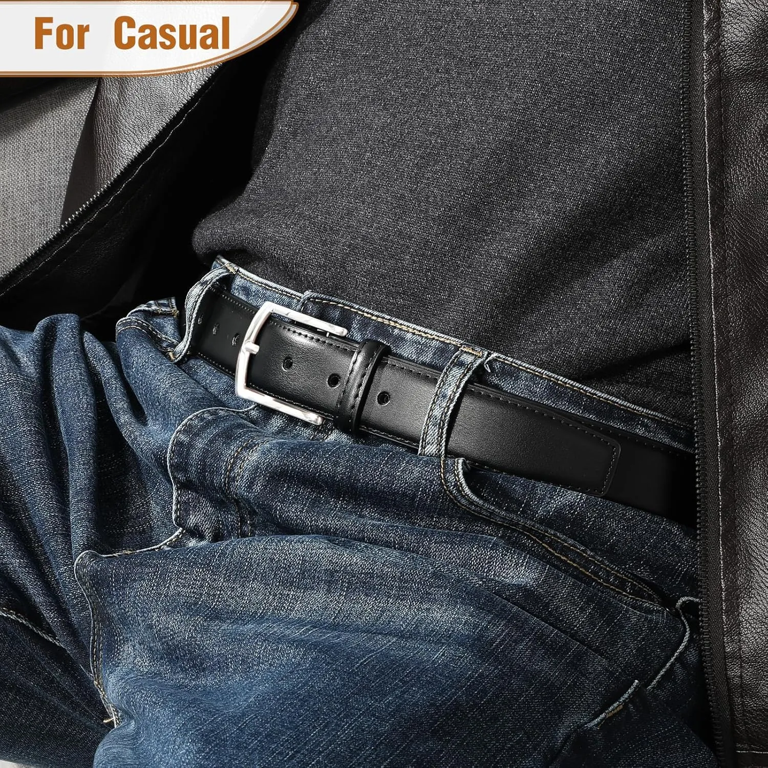 Men's Belt Genuine Leather Belt for Men Dress Casual Golf Jeans Pants 1 3/8"