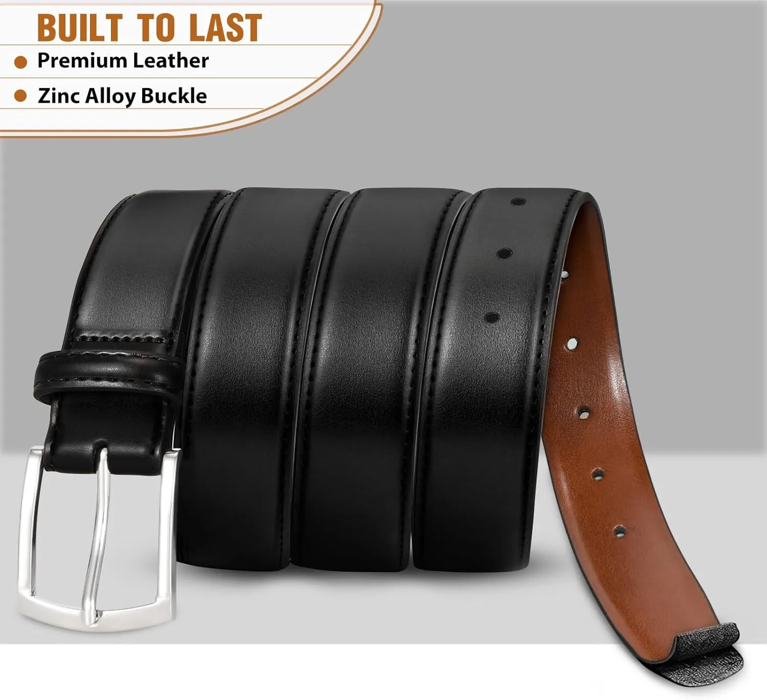 Men's Belt Genuine Leather Belt for Men Dress Casual Golf Jeans Pants 1 3/8"