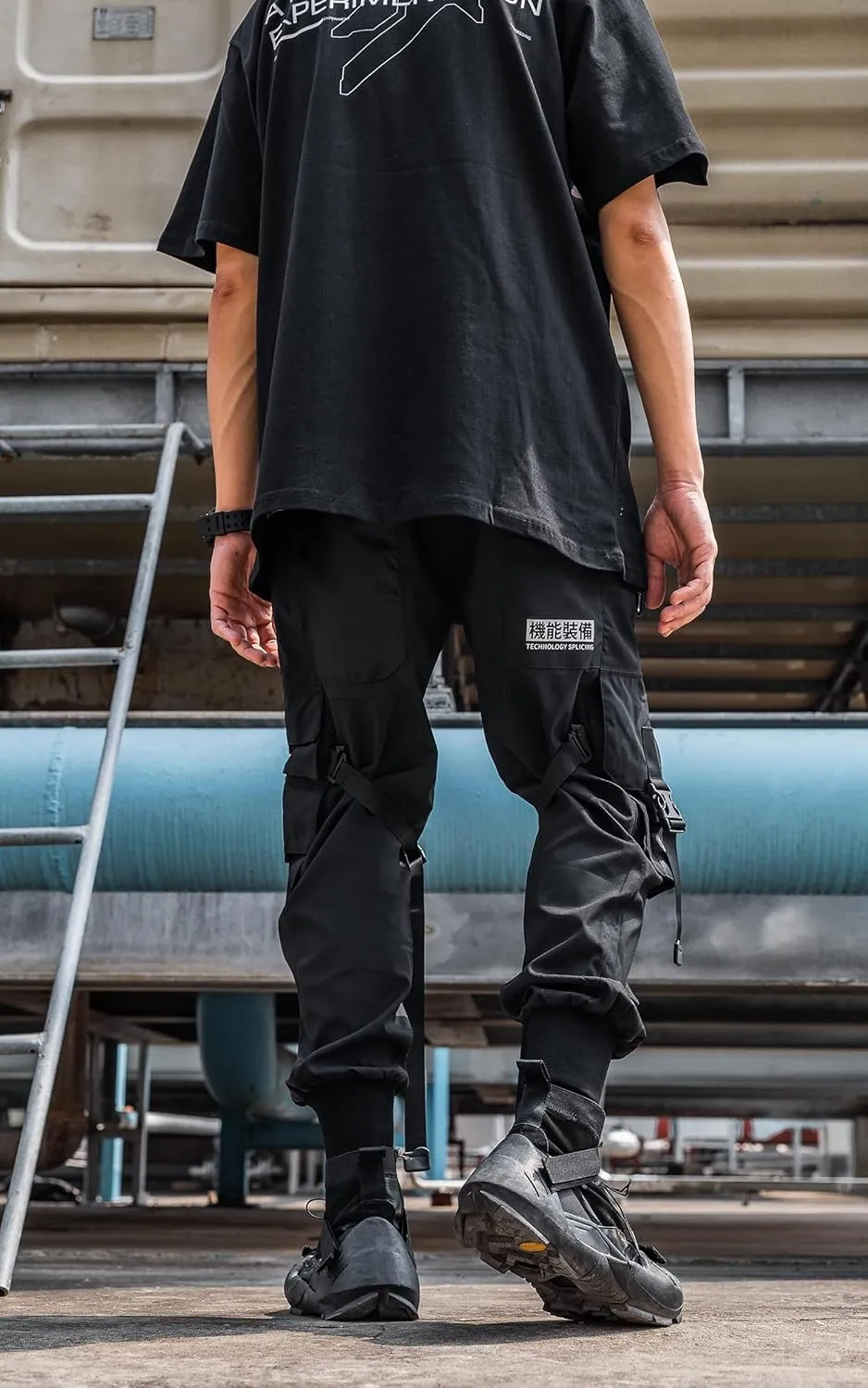 Men's Cyberpunk Buckle Straps Harem Pants with Pockets